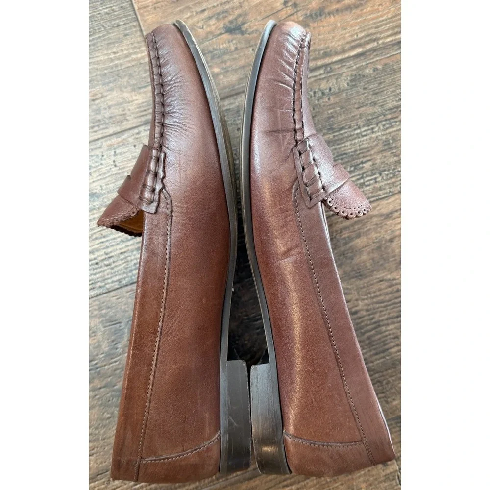 Jack Rogers Quinn Penny Loafers Sz 10 Brown Leather Academic Classic Brazil Made